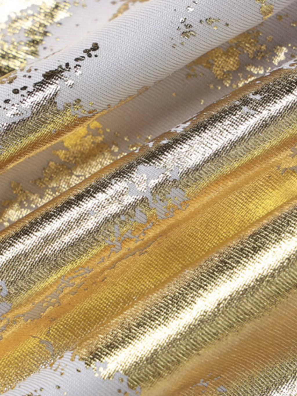 Gold and silver striped sequin fabric panel with mesh backing