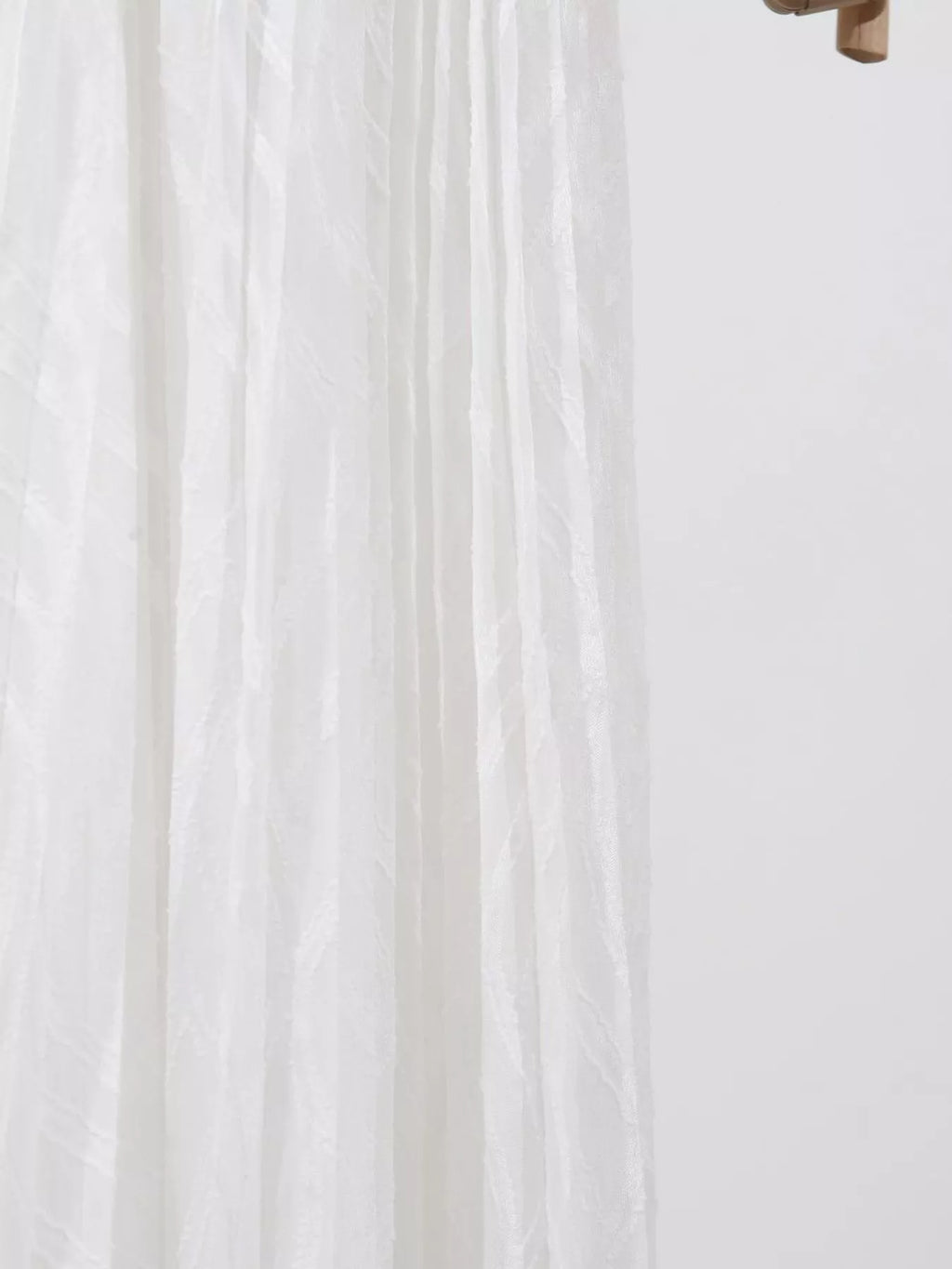 White long sleeve maxi dress with vertical pleated texture