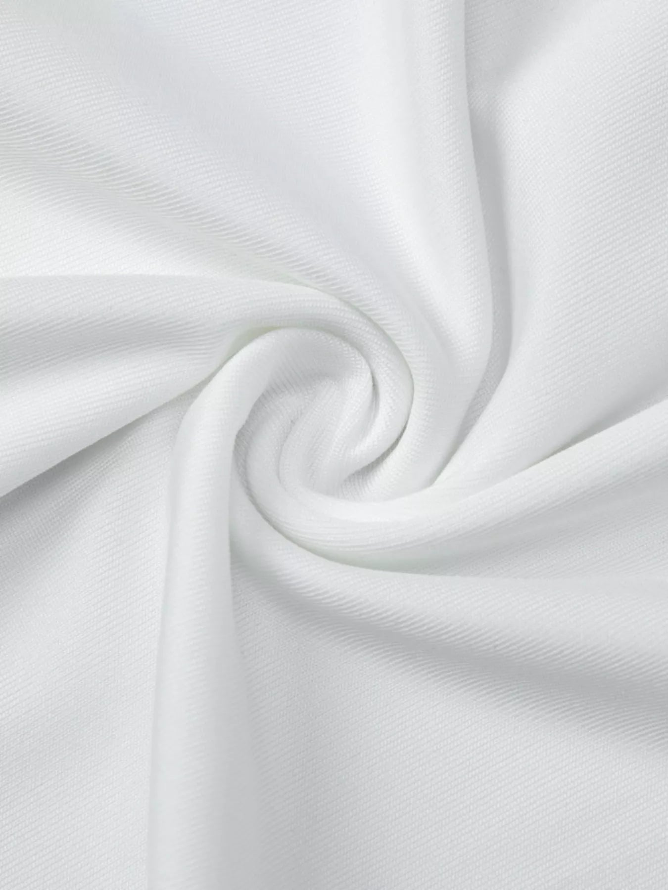 White ruched maxi fabric with smooth drape folds
