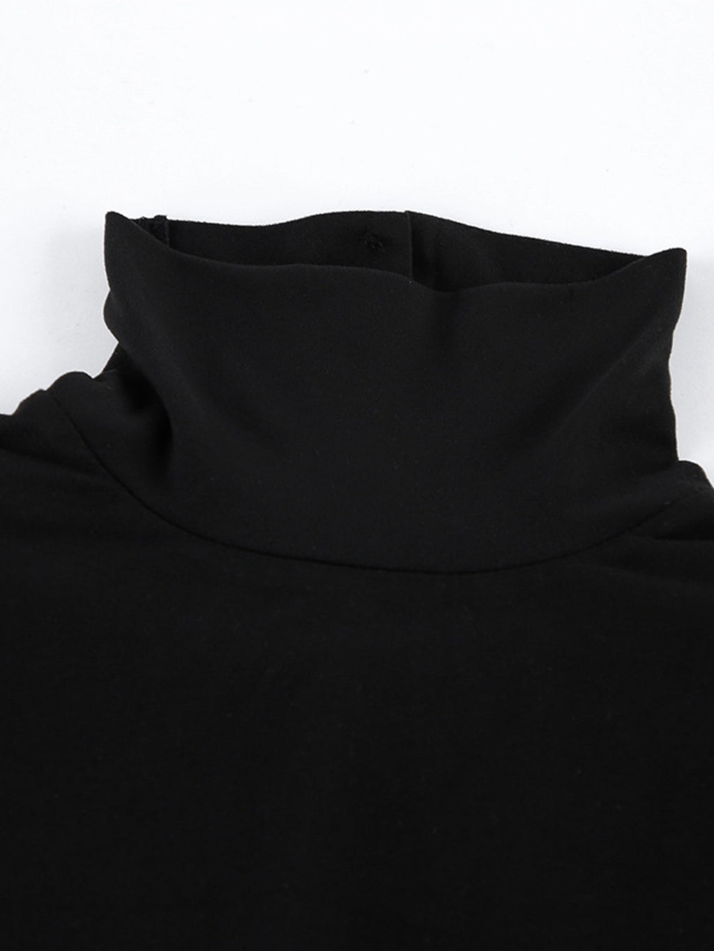 Black fitted long-sleeve maxi dress with high turtleneck collar