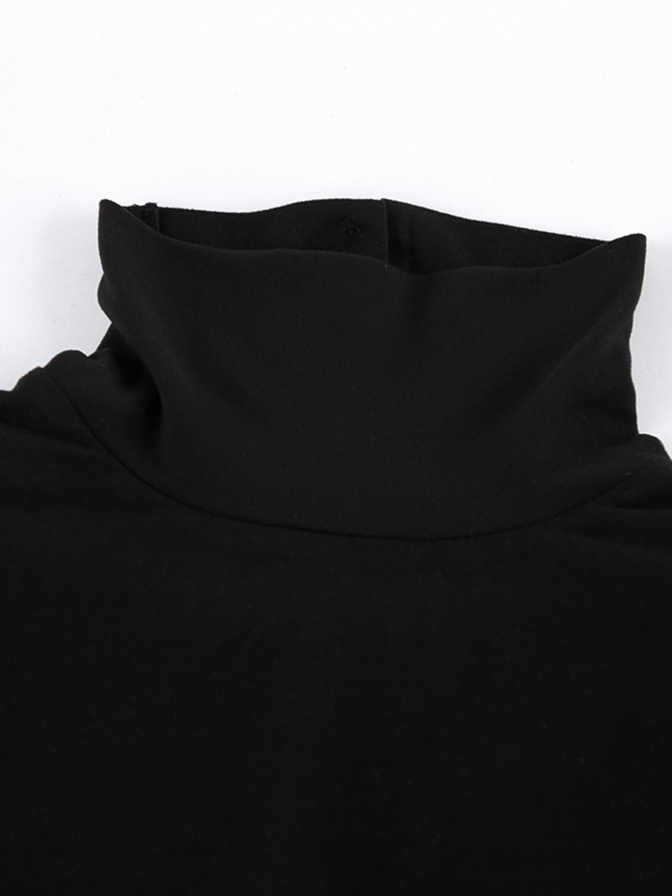 Black fitted long-sleeve maxi dress with high turtleneck collar