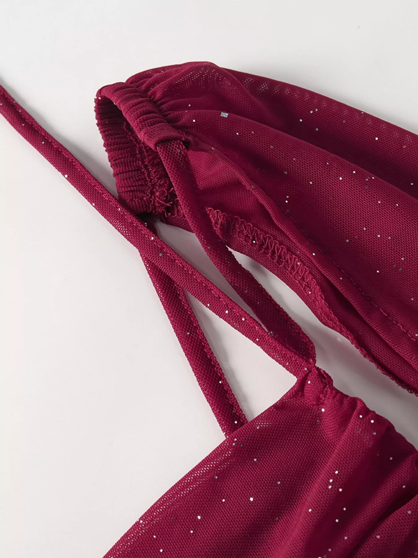 Burgundy glitter maxi dress with adjustable spaghetti straps