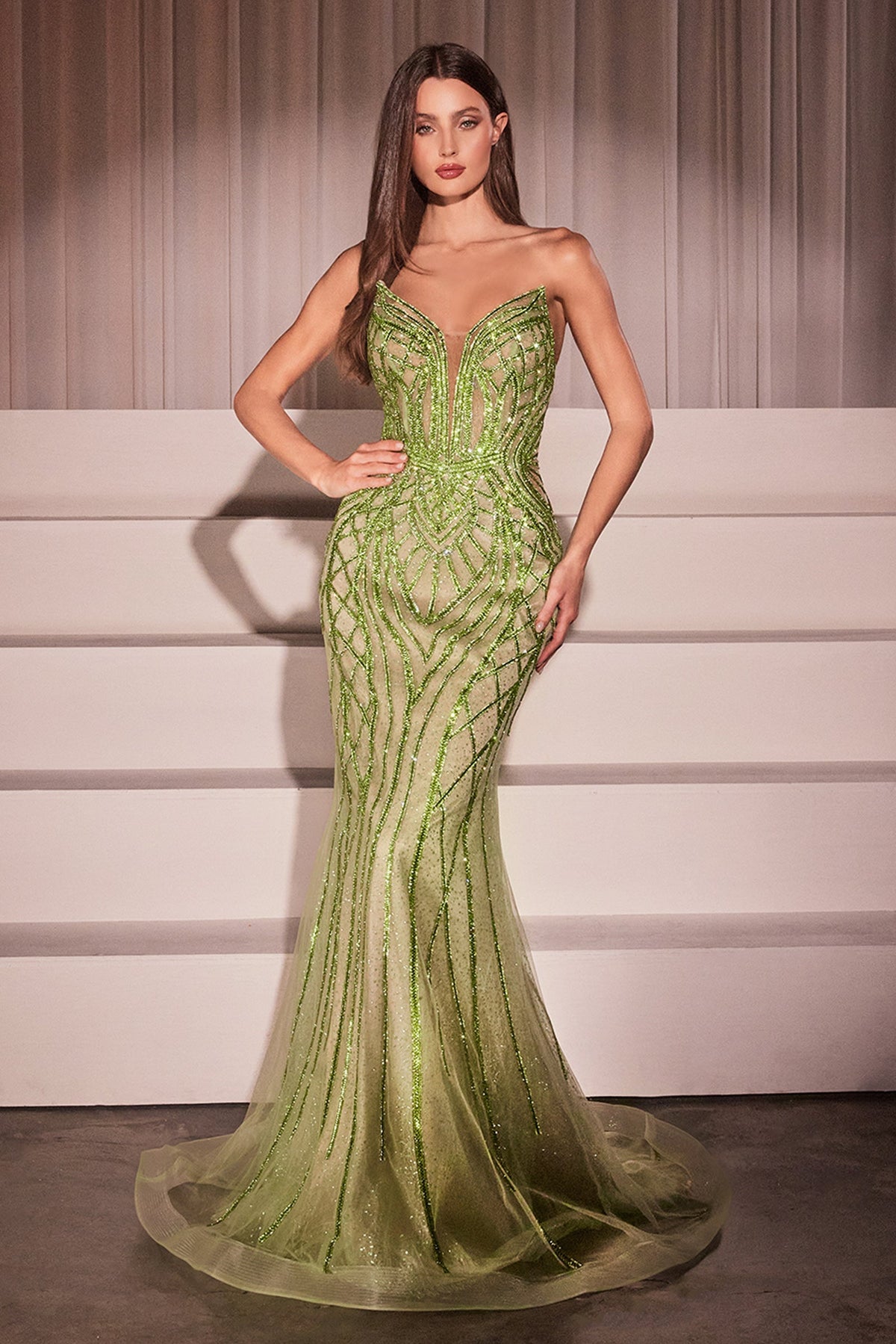 Strapless Rhinestone Mermaid Gown