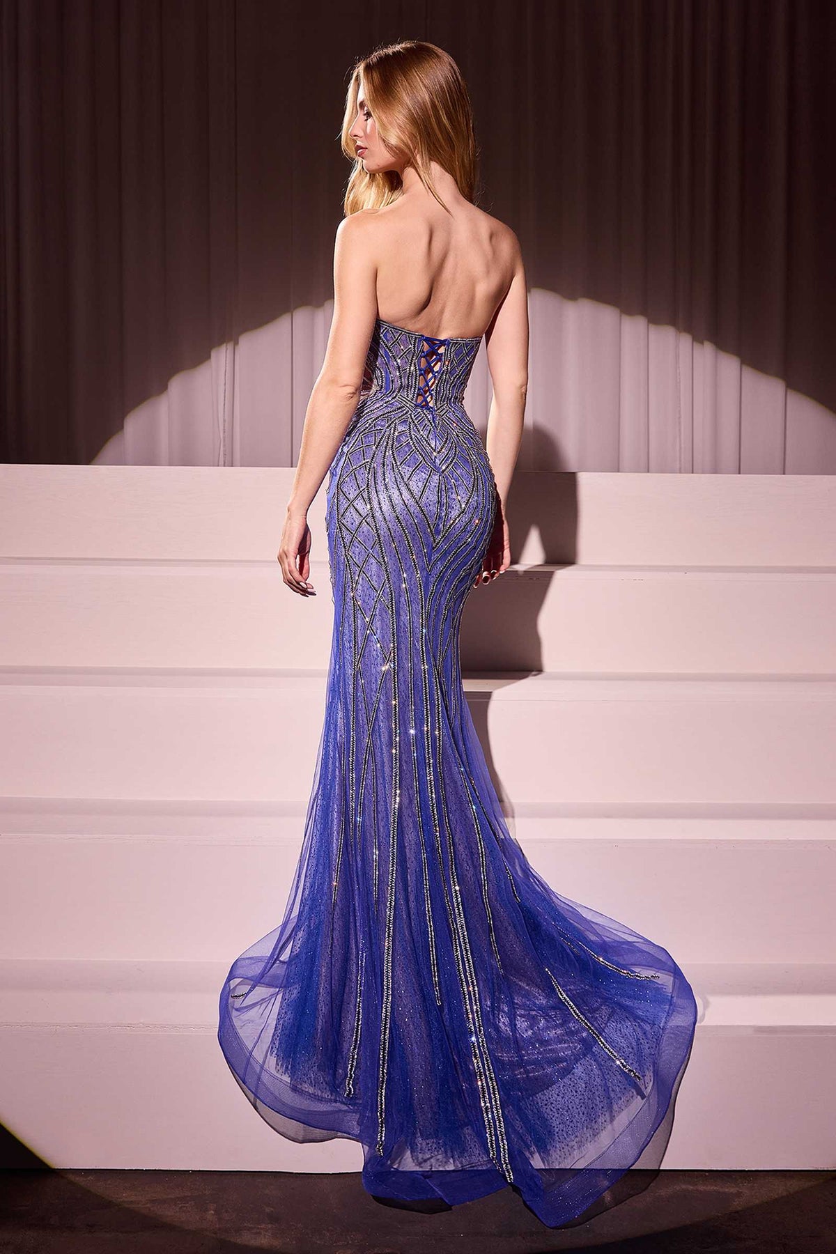Strapless Rhinestone Mermaid Gown