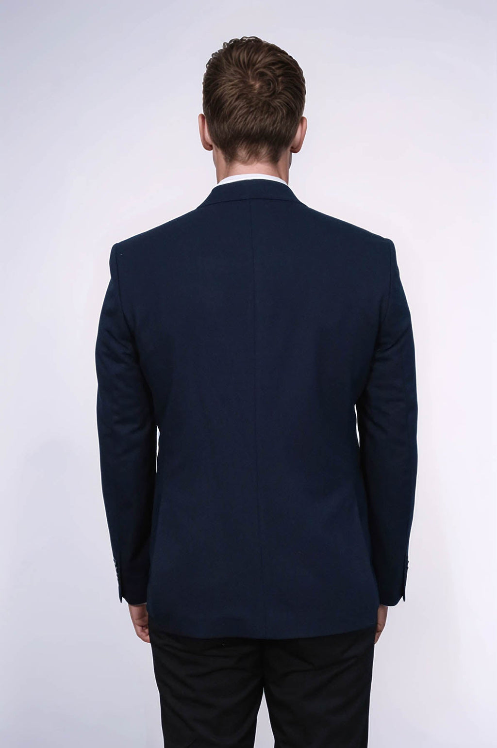 Textured Slim Fit Notch Lapel Navy Blue Men Blazer