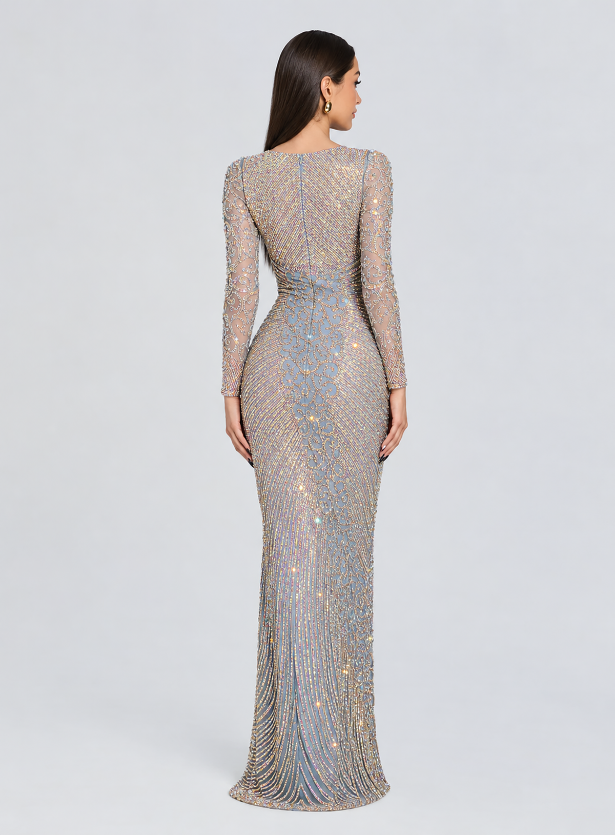 Farah Long Sleeve Embellished Dress