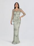 Moral Modest Long Sleeve Flower Mermaid Gown
