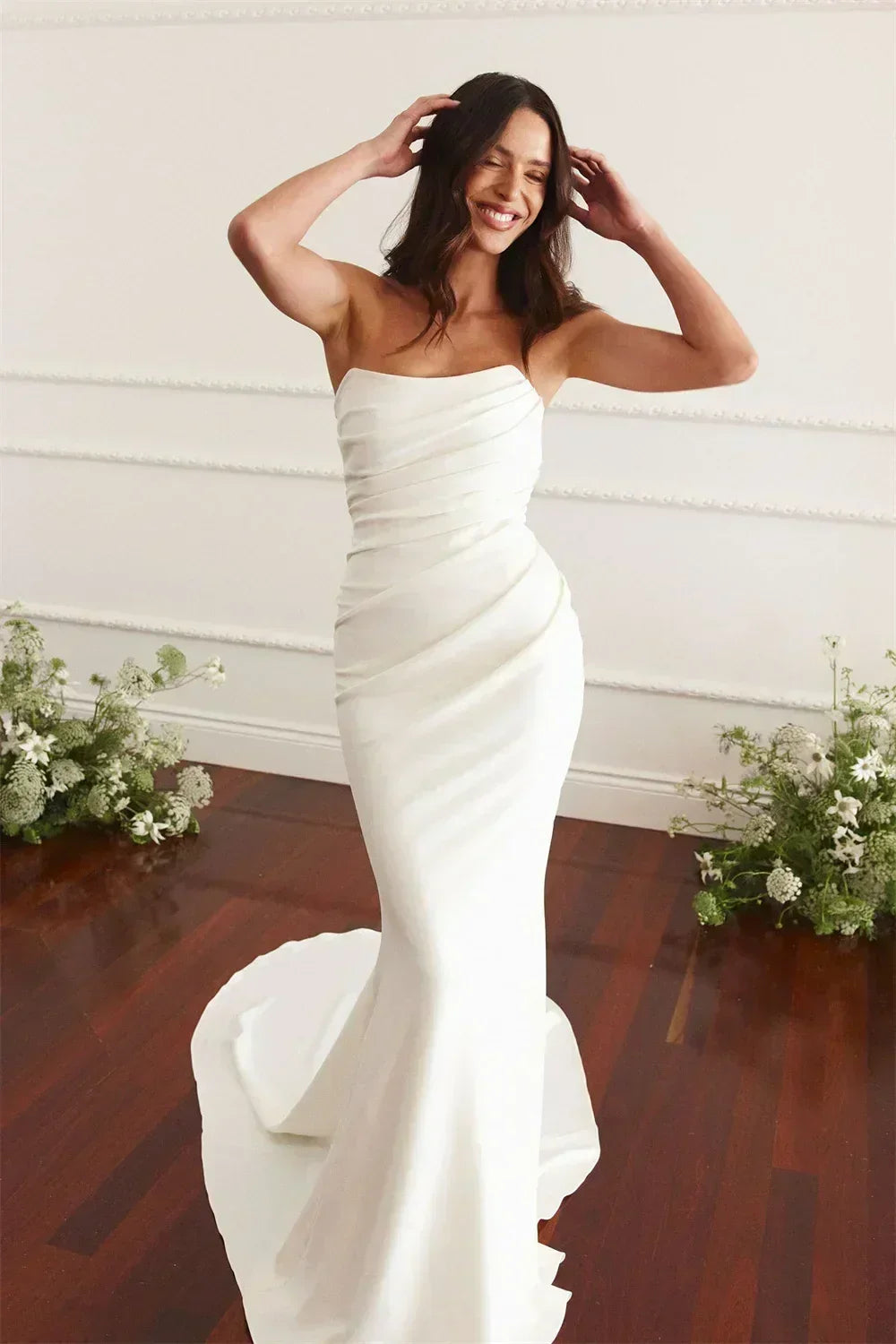 Maternity Mermaid Wedding Dress | Silk Satin Gown -femstylo