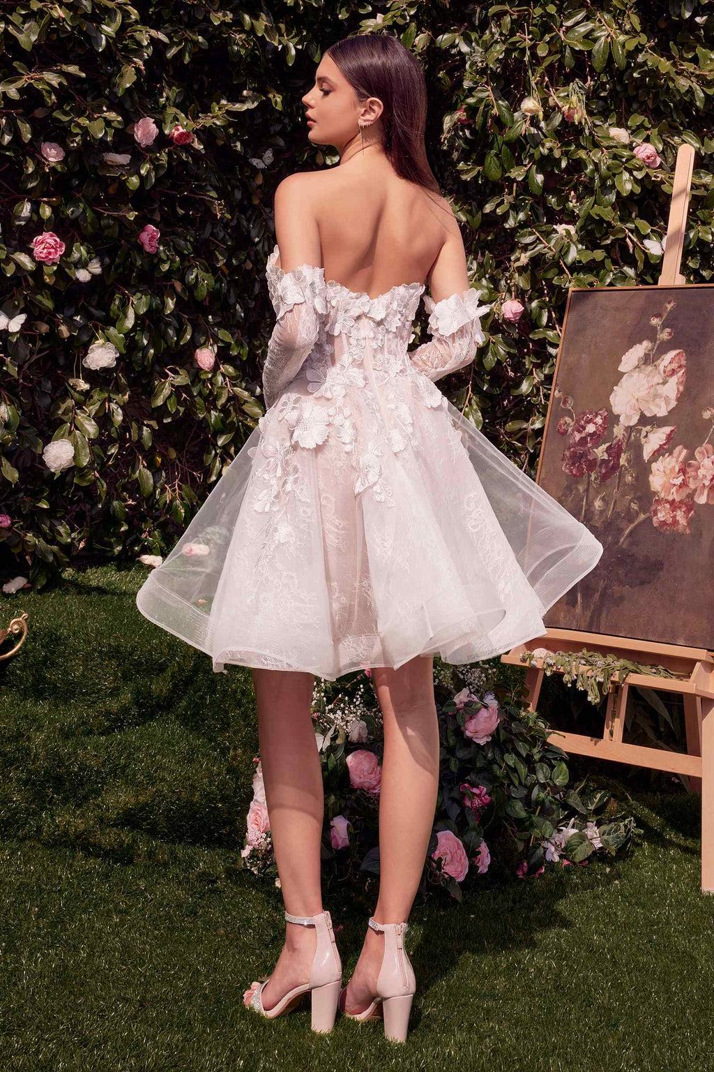 Andrea & Leo WL020 Dress Short Floral Appliqued Bridal Party Gown