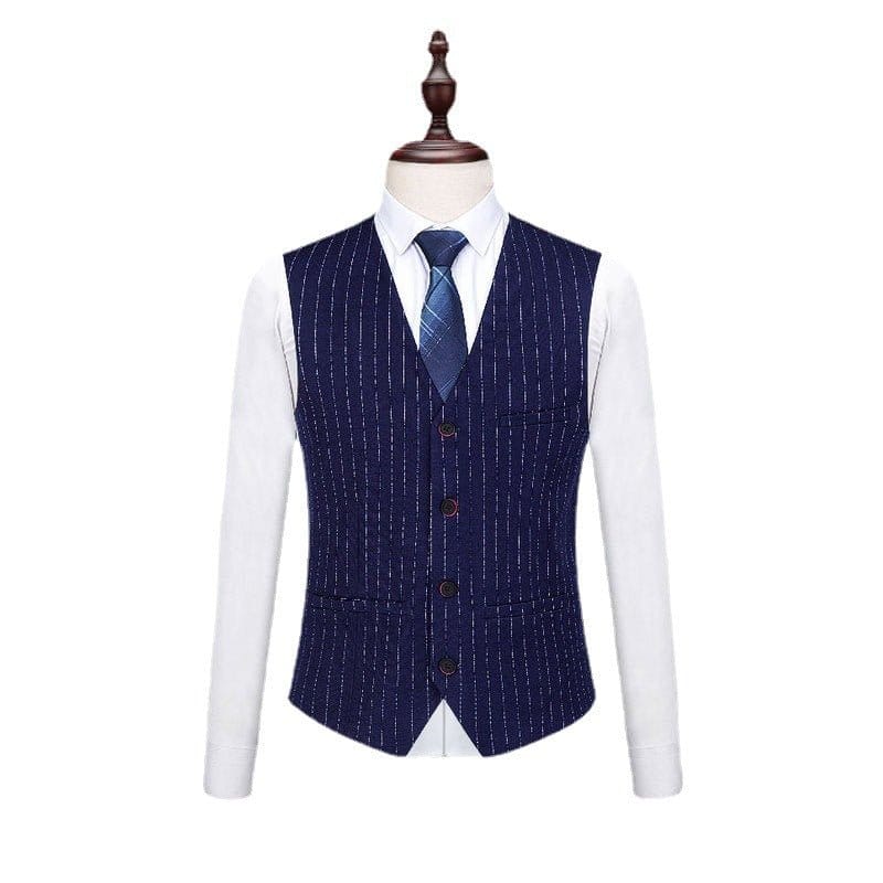 Mens Fashionable And Versatile Striped Three-piece Suit