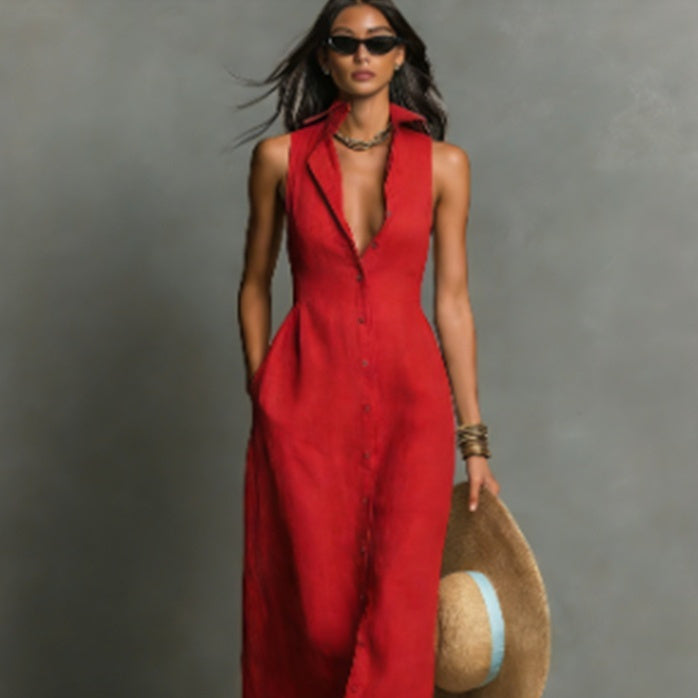 Elegant Casual Polyester Midi Dress