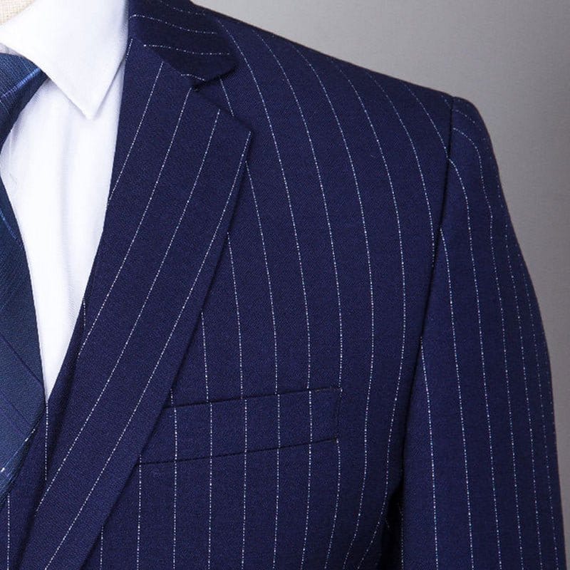 Mens Fashionable And Versatile Striped Three-piece Suit