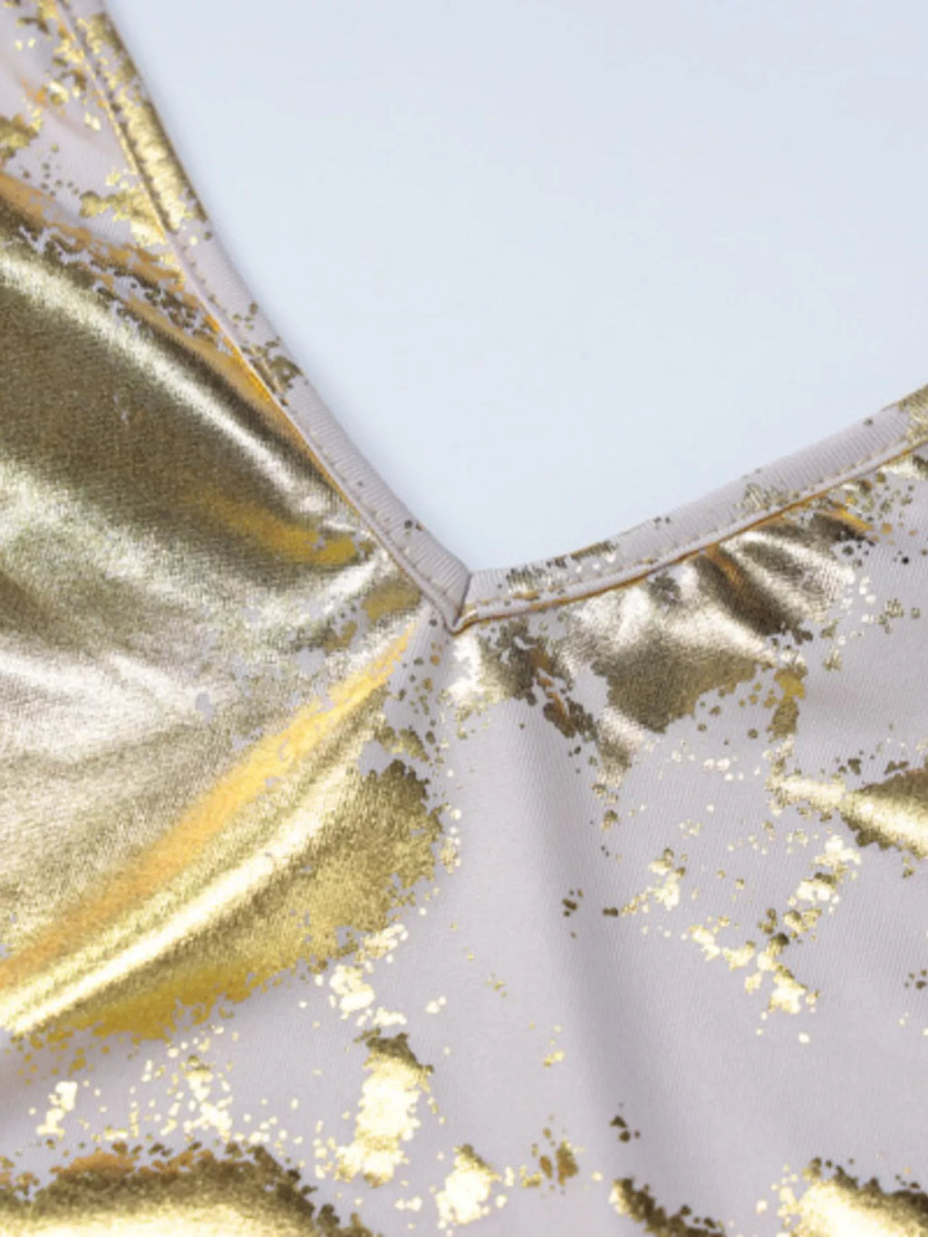 V-neck maxi dress with gold sequin neckline trim
