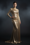 Luxury gold metallic evening gown