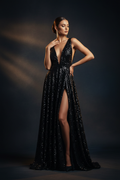 Obsidian Sequin Backless Gown